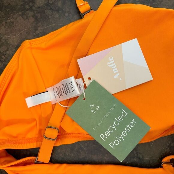 Andie Swim The Rio Bandeau Bikini Convertible Swim Top Mango Orange Size 3X NEW - Picture 4 of 5
